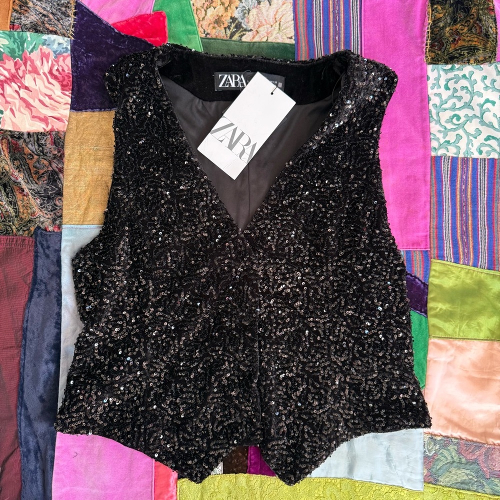 zara sequin vest